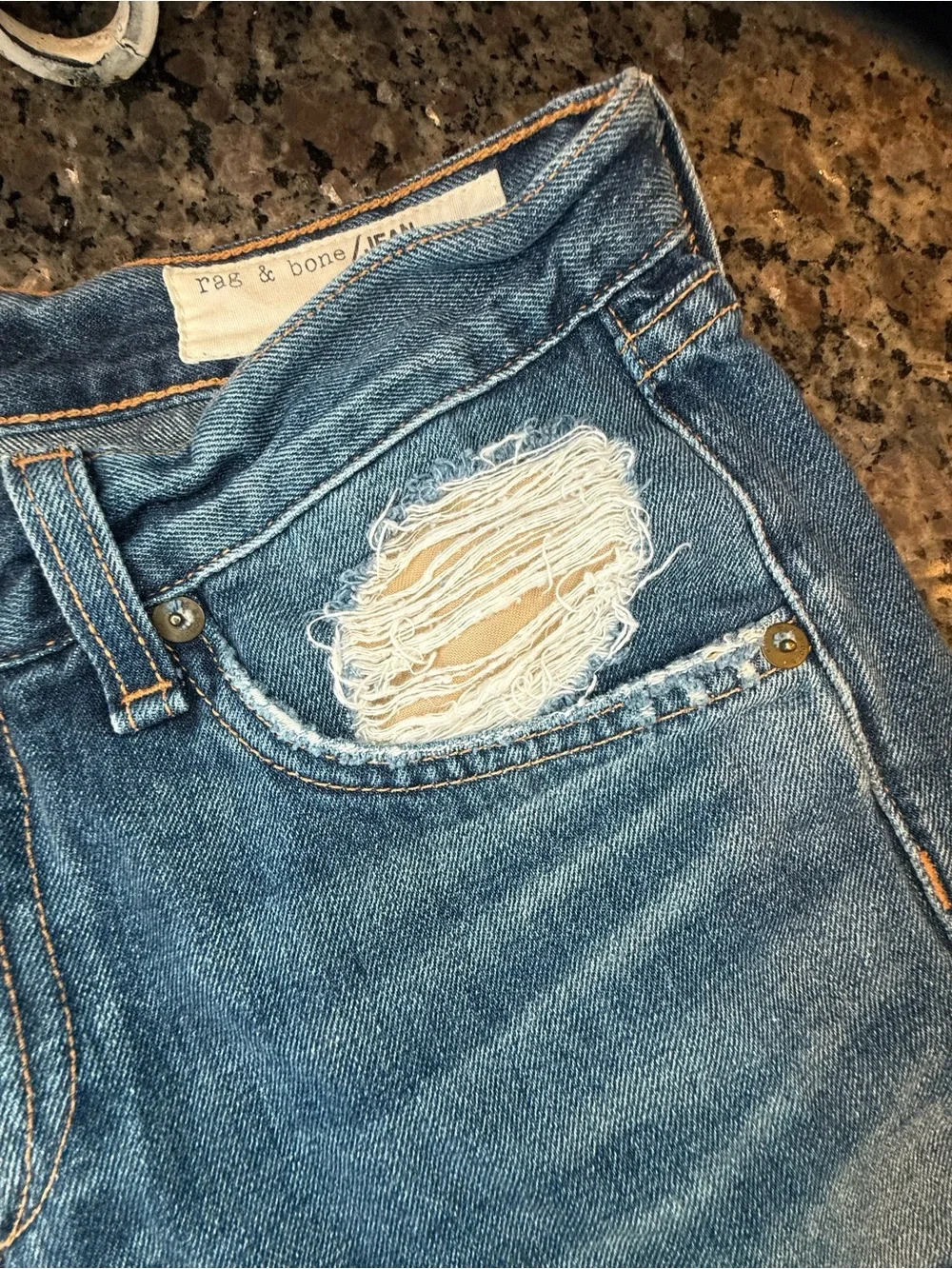 rag & bone/Woodstock JEAN Blue Denim Shorts 23 Mid Rise 3